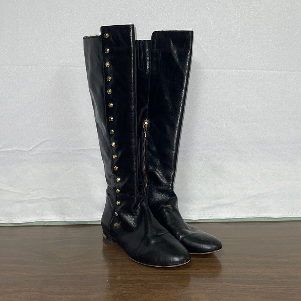 Michael Kors Ailee Black Leather Knee High Boots - Picture 1 of 7